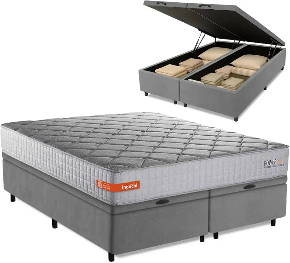Cama Box Baú Casal King Espuma Softgel Power 193x203x63cm
