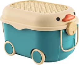 TOPAMIX Caixa Organizadora de Brinquedos e Livros para Crianças com Rodinhas Patinho Divertido (Verde)