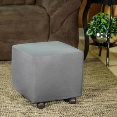 Kit 2 Capa De Puff Plus Premium Quadrado Cinza Escuro