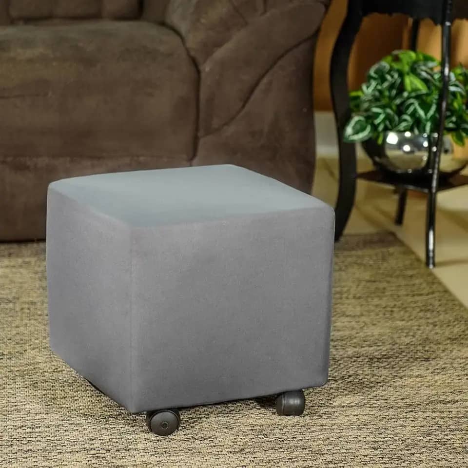 Kit 2 Capa De Puff Plus Premium Quadrado Cinza Escuro