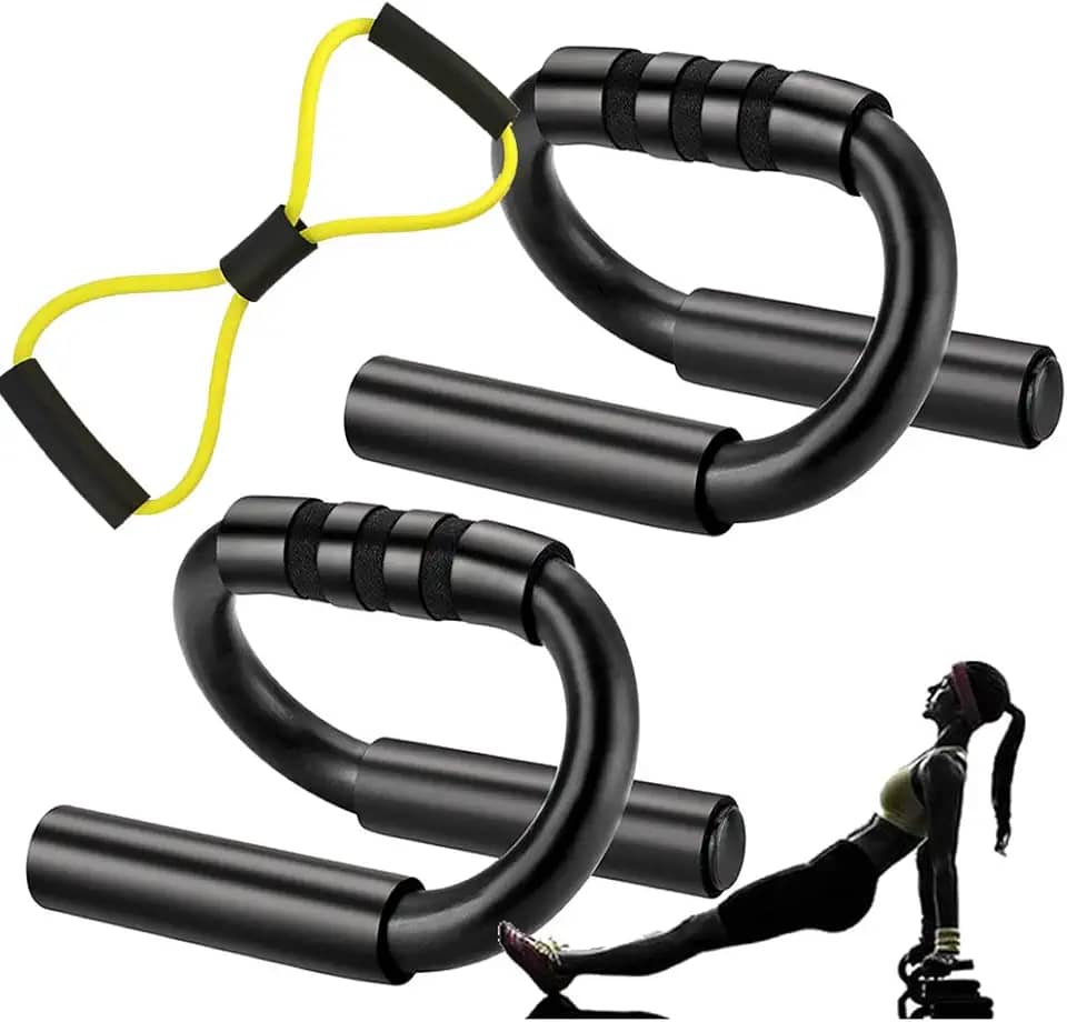 Apoio para Flexão de Braço Fitness Push Up Preto + Elástico de Tensão CBRN16051