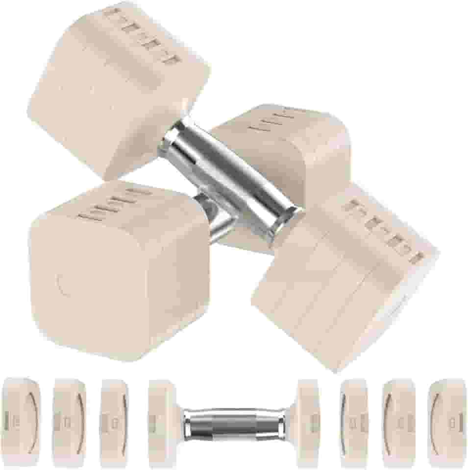 Hezeyferg Conjunto de 2 halteres ajustáveis, halteres de peso ajustável com 4 níveis de 2 kg, 3 kg, 4 kg, 5 kg, conjuntos de pesos de mão para mulheres/homens, academia, treino de corpo inteiro