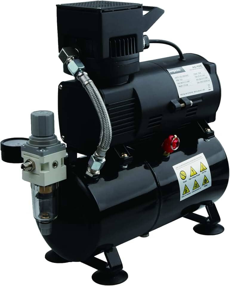 Airgoo Compressor de aerógrafo premium AG-426 com ventilador de resfriamento Superpower e tanque de ar para pulverização de aerógrafo, hobby, tatuagem corporal, pintura de modelo, gráfico automotivo,