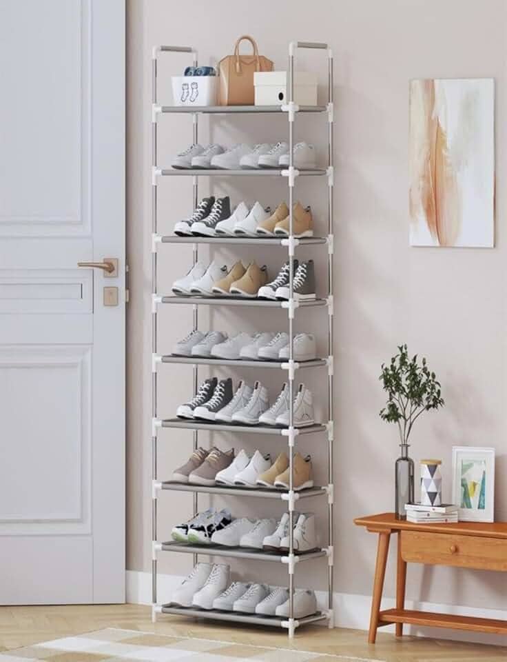 Sapateira Vertical Luxo Rack Aço Inox 9 Prateleiras 27 Pares