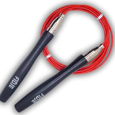 Corda de Pular Speed Rope Profissional para Double e Triple Under com Rolamentos e Cabo de Aço, 2 Cabos Inclusos, Ajuste Comprimento em Segundos com Autotravamento, Manoplas Anatômicas Alumínio, Fidje Sports