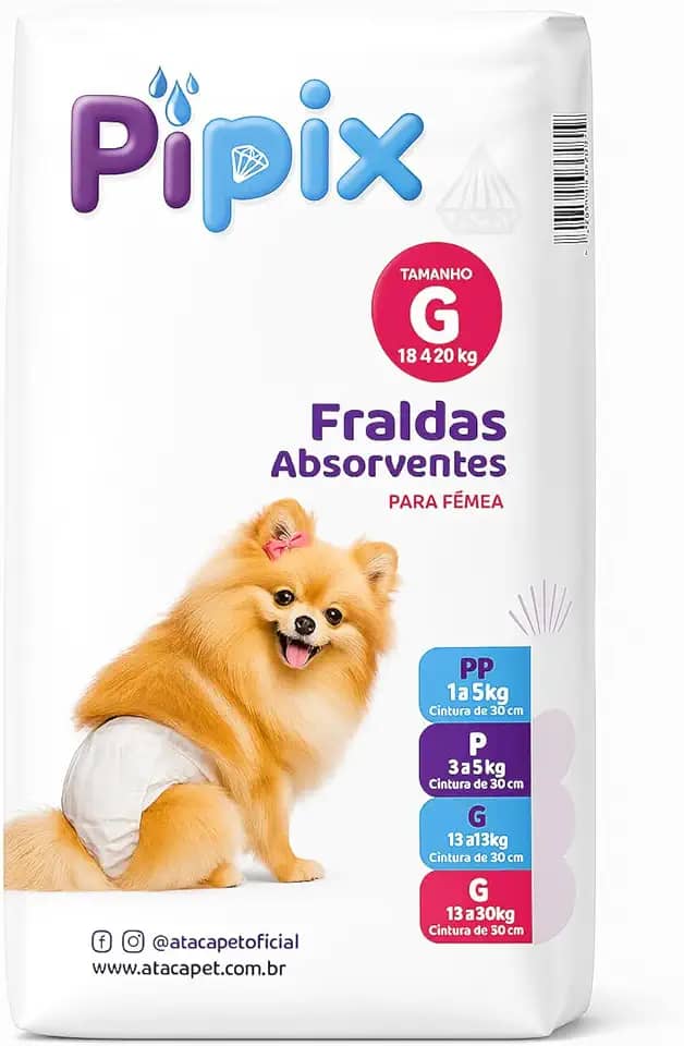 Fralda Absorvente Tamanho G Para Cães de 18 a 20kg – Ideal Para Incontinência, Cio, Pós-Cirurgia ou Viagens – Confortável e Fácil de Usar