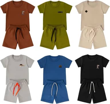 Conjunto Verão Infantil Liso Para Meninos em Algodão, Roupas de Verão Leves e Fresquinhas, Moda Infantil Masculina para Escola, Passeio e Dia a Dia - 1 a 8 Anos