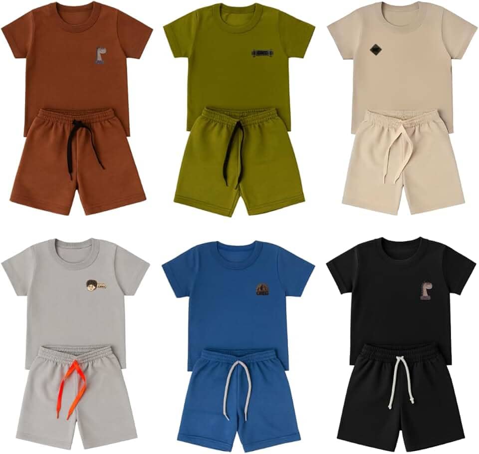 Conjunto Verão Infantil Liso Para Meninos em Algodão, Roupas de Verão Leves e Fresquinhas, Moda Infantil Masculina para Escola, Passeio e Dia a Dia - 1 a 8 Anos