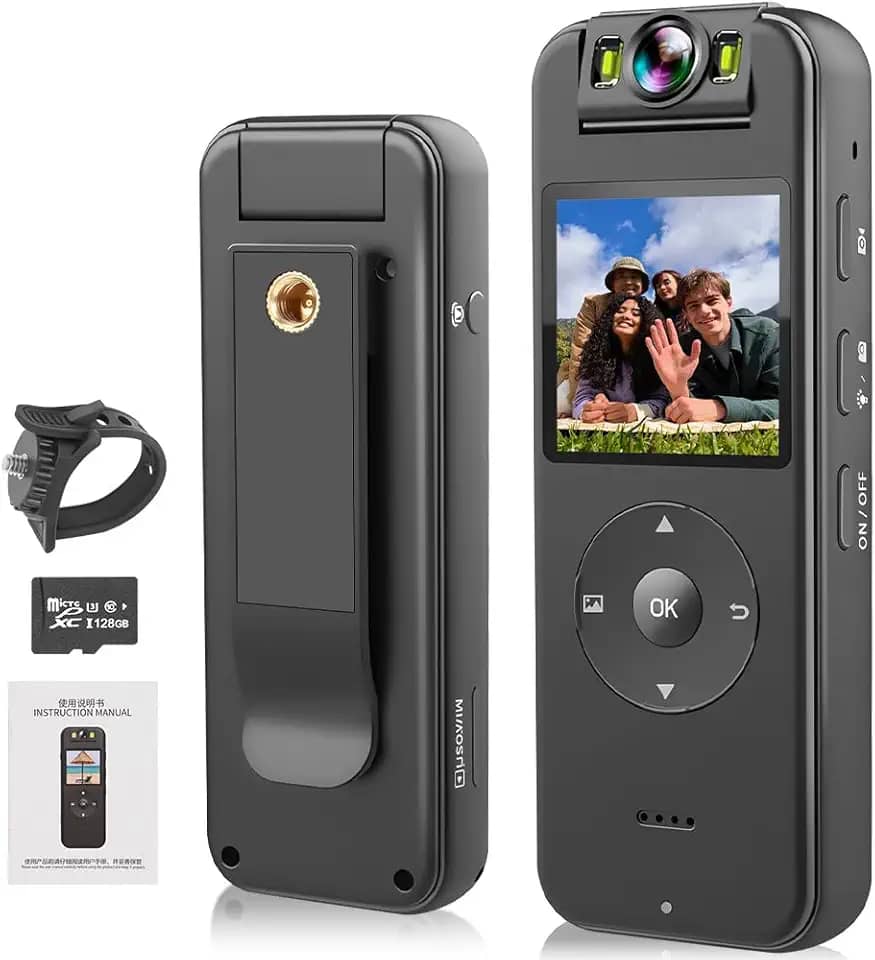 Camera Corporal Esportiva, Camera Corporal de Ação Esportiva Wifi Ultra Hd 4K Portátil Grava Vídeo com Visão Noturna, com Rotação de 180° para Esportes Ao Ar Livre, Ciclismo