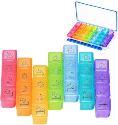 Porta Comprimidos Semanal Grande, Organizador de Remedios, Caixa Organizadora de Pílulas com Estojo, Porta Medicamentos Viagem Destacável | Premium InoVibes