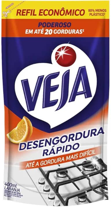 Veja Desengordurante Cozinha Laranja 400Ml Refil Econômico Transparente
