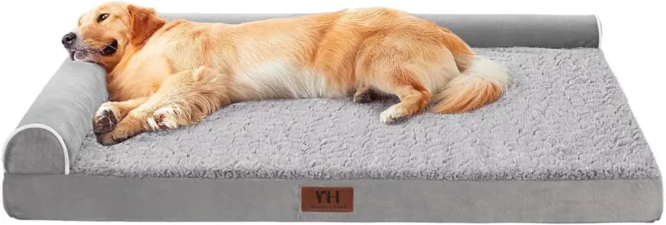 Camas ortopédicas para cães de tamanho extra grande, sofá-cama para animais de estimação com capa lavável removível, suporte de espuma de ovo, almofada reforçada para um sono confortável, cama