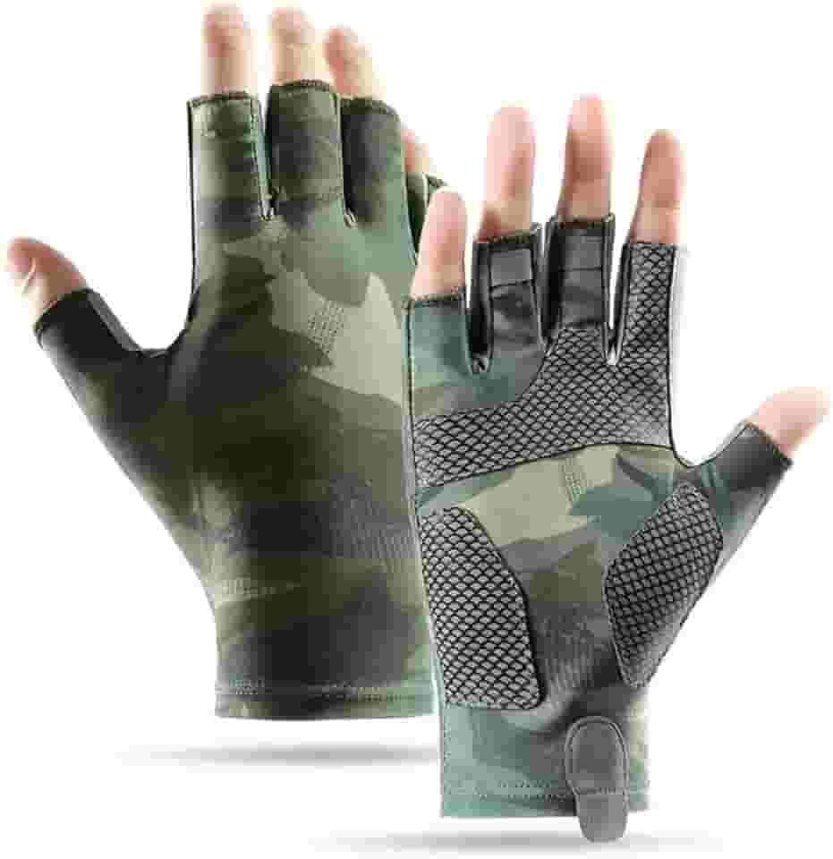 ievei Luvas de sol FPS 50+, luvas de pesca, proteção solar sem dedos, proteção UV, masculinas/mulheres, para caiaque, caminhadas, remo, dirigir