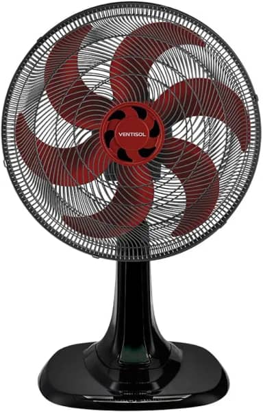 Ventisol Ventilador de Mesa Oscilante, Turbo 6 Pás Premium, Vermelho, 30cm, 127V