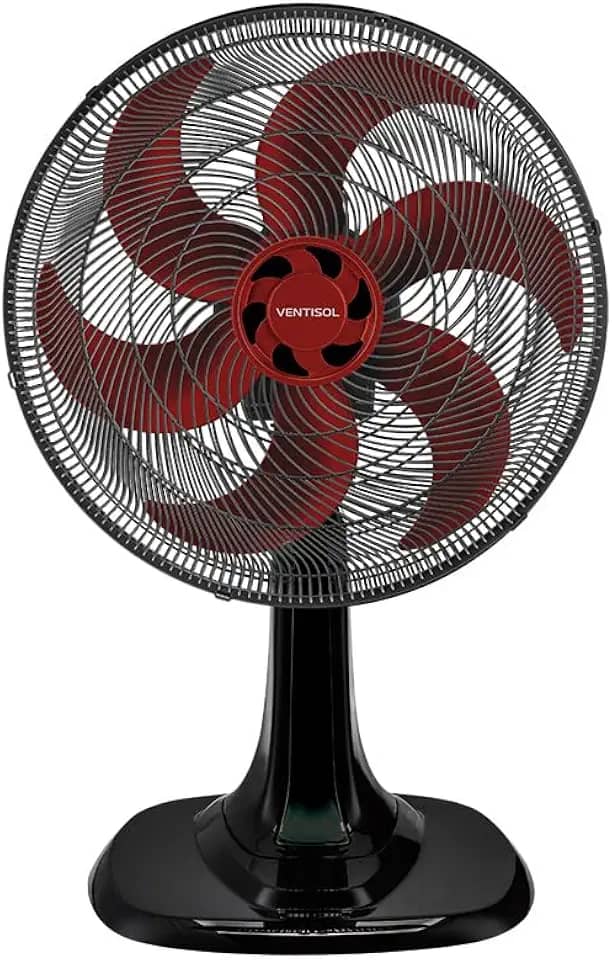 Ventisol Ventilador de Mesa Oscilante, Turbo 6 Pás Premium, Vermelho, 30cm, 127V