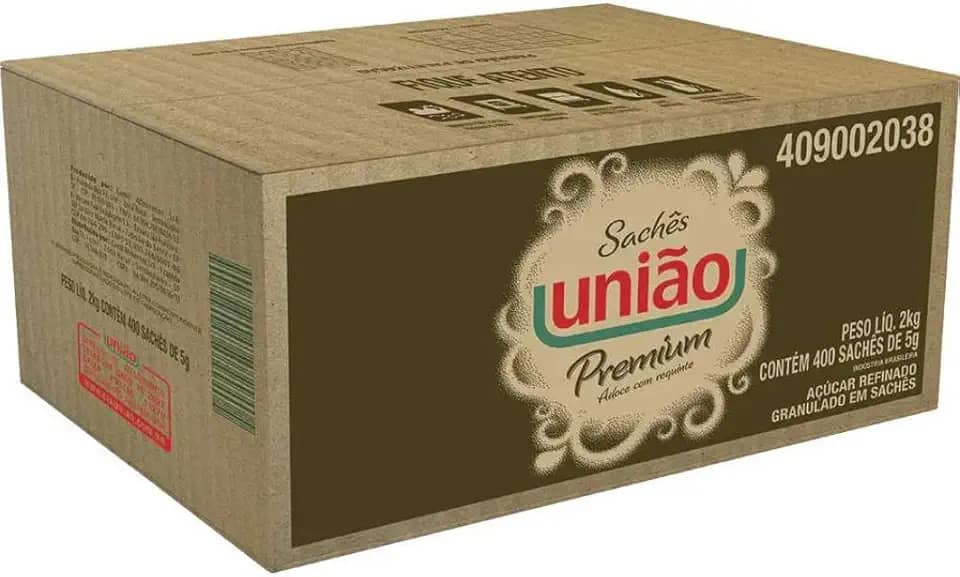 Açucar União Sache Caixa com 400 Sachês de 5g cada
