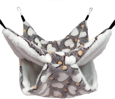 Yu-Xiang Rede de Hamster de camada dupla Love Starfish Pequeno animal de estimação de algodão Ninho de habitat de ratos, saco de dormir para pendurar esquilo para porco-espinho da Índia Totoro Sugar Gliders Bed House (Amor Marrom)