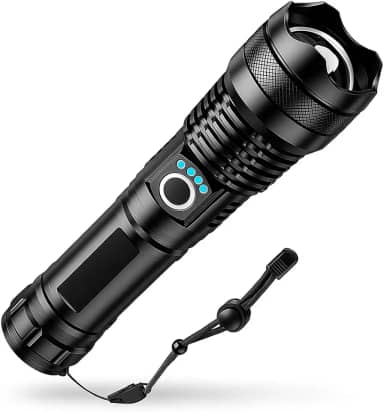 Lanterna Tática T9 LED P50 Recarregável USB – Super Potente com Zoom Ajustável para Trilhas, Vigilância, Acampamento e Caça Linha Premium