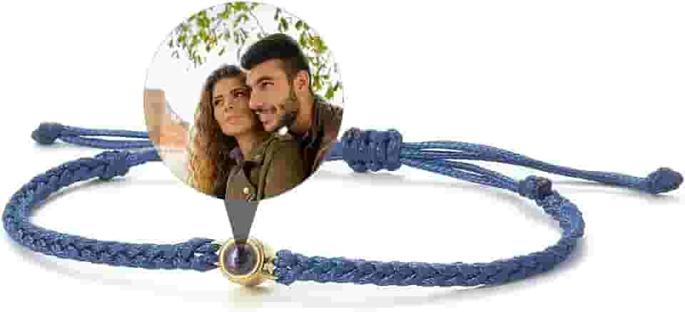 SENTISAKE Pulseira com pingente de foto personalizada - Lembrança personalizada com memória envolta, feita à mão para presentes exclusivos de Dia dos Namorados, aniversário, aniversário ou ocasiões