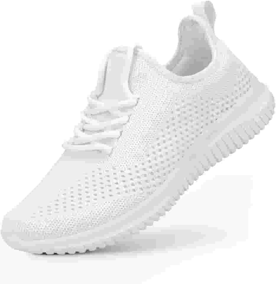 Tênis sem cadarço para mulheres, tênis de caminhada, antiderrapante, leve, respirável, tênis de corrida confortável, A- Branco, 10