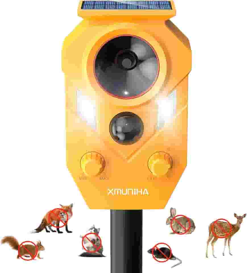 Repelente solar ultrassônico de animais ao ar livre, repelente de cervos para quintal com sensor RIP, repelente de esquilos à prova d'água IP65, gato dissuasor eficaz, guaxinins, gambás, coelhos