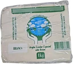 Argila Escolar Branca para Modelagem, Não Tóxica, 1kg