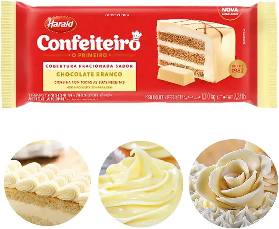 Cobertura Fracionada Confeiteiro Branco Barra 1,010kg Harald