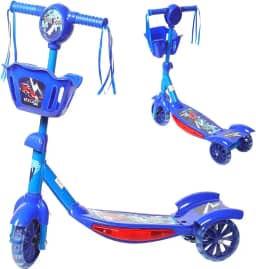Patinete infantil 3 rodas com led juvenil musical cestinho