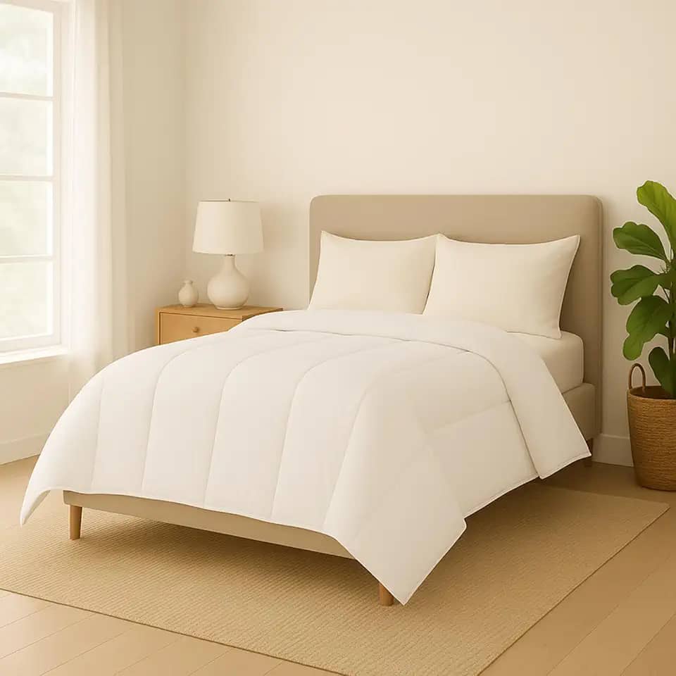 Edredom Dupla Face Matelado Grande Hipoalergênico Toque Macio (Branco, Casal Queen)