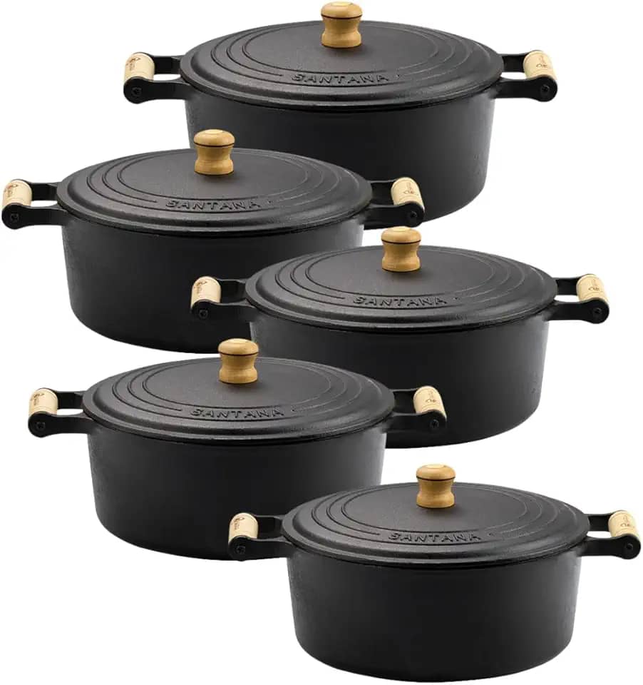 Jogo de panelas caçarolas de ferro fundido mineira 16 ao 24 Fundição Santana