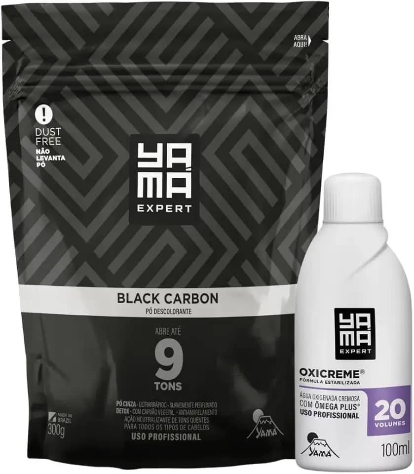 Kit Pó Descolorante Black Carbon + Oxigenada 20 Volumes 100ml Profissional 9 Tons Yama 300g