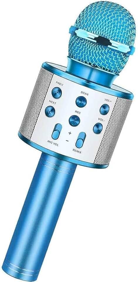 WS-858 Microfone de karaokê sem fio portátil, Player de karaokê portátil para celular Alto-falante HIFI Bluetooth embutido, Selfie 3-em-1 bateria de lítio recarregável Karaokê KTV MIC