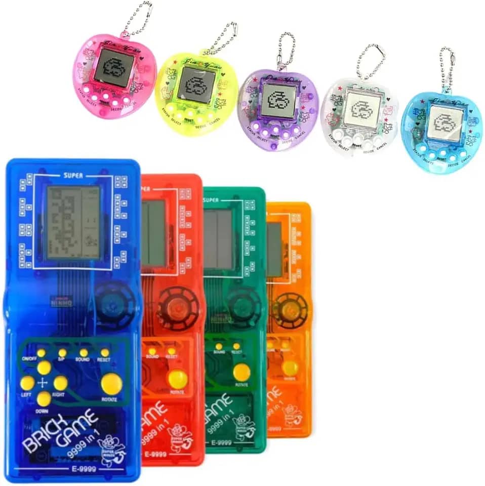 Kit Jogos Retrô: Mini Game 9999 jogos + Bichinho Virtual Tamagoch Cores Sortidas MInigame com 9999 Em 1 Para Adultos E Crianças + Bichinho Virtual Eletrônico Tamagochi Jogos Retrô anos 80 e anos 90