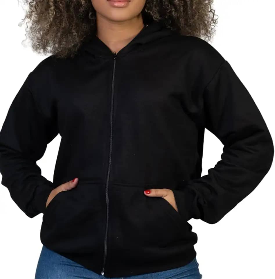 Blusa De Moleton Feminina Capuz Zíper Agasalho Ziper Frio