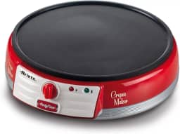 Ariete 202, Maquina de Crepe Retrô Vermelha - Party Time, Base antiaderente com controle de temperatura, 1000W - 220V