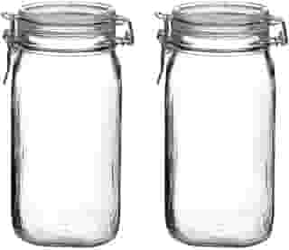 2 Potes hermético grande 1,5 Litro (1500ml) Fido Rocco Bormioli de vidro transparente com tampa para armazenamento de alimentos