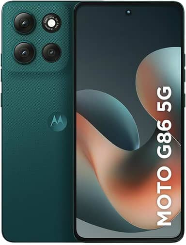 Smartphone Motorola Moto g86 5G - 512GB 24GB (8GB RAM+16GB Ram Boost) Tela 1.5K pOLED, 50MP Sony camera OIS Moto AI, videos em 4K, IP68 + IP69 - Verde Escuro