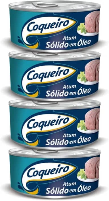 Kit 4 Latas Atum Coqueiro Sólido em Óleo 170g