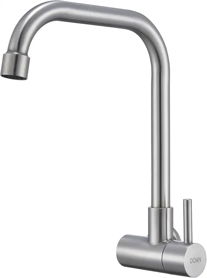 Torneira Inox Cozinha Giratória Parede Longa Nox16D