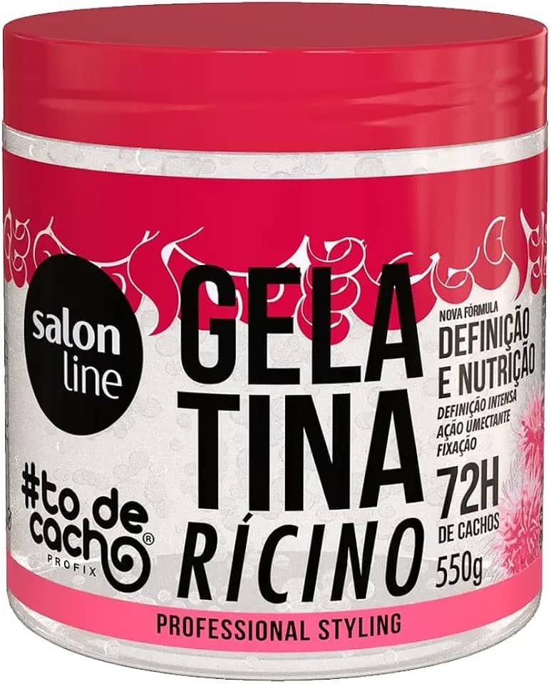 Salon Line, Gelatina Capilar, ToDeCacho, Óleo de Ricino, Definição e Nutrição, Vegana - Cabelos Ondulados, Cacheados e Crespos, 550 g