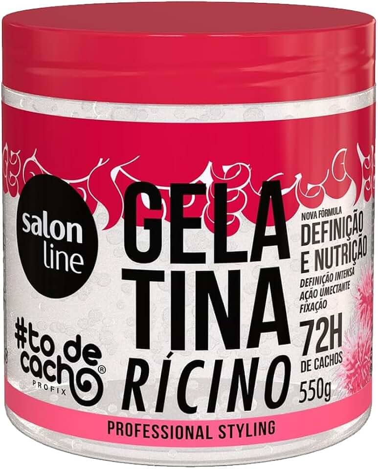 Salon Line, Gelatina Capilar, ToDeCacho, Óleo de Ricino, Definição e Nutrição, Vegana - Cabelos Ondulados, Cacheados e Crespos, 550 g