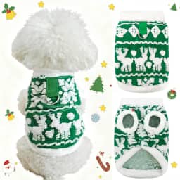 Jaqueta de lã de Natal para cães e gatos, suéteres para cães pequenos e médios, roupas quentes de flanela macia para animais de estimação para Chris, roupa de Natal para cães (verde, P)