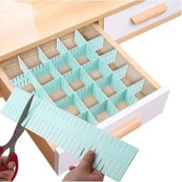 Tiras Organizadoras Ajustáveis para Gavetas – Divisórias de Gaveta Multiuso | Kit com 4 Peças – Organizador de Roupas Íntimas Meias Acessórios Roupas de Bebe | Quarto | Cozinha | Escritório | Banheiro