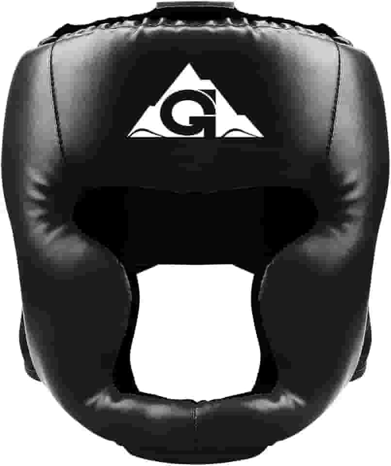 GROOFOO Capacete de boxe para crianças e adultos, capacete protetor com parte superior de malha grande para Kickboxing, MMA, Muay Thai, Sparring, preto G/GG