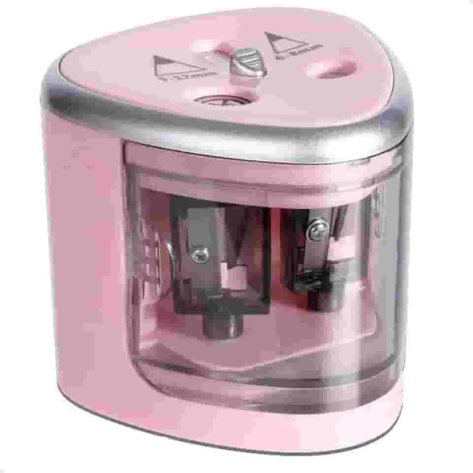 Apontador Elétrico Duplo Lorben a Pilha Lápis 6-8mm e 9-12mm Portátil (Rosa)