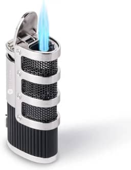 Mantello Cigars Isqueiro de Tocha, Isqueiro de Butano com Chama de Jato Triplo - Isqueiro de Charuto com Cortador de Charuto, À Prova de Vento