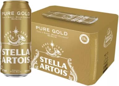 Pack Cerveja Stella Artois Pure Gold Sem Glúten, Lata, 473ml, Caixa 12 unidades