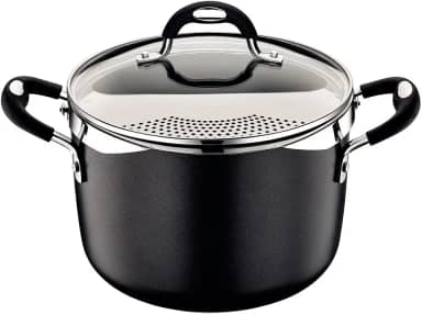 Espagueteira Tramontina Mônaco Induction Em Alumínio Com Revestimento Interno E Externo Antiaderente Starflon Premium Preto Com Tampa 22 Cm 5,4 L