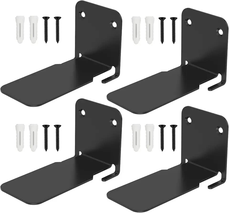 XDINGYY Estantes flutuantes invisíveis, organizadores de livros resistentes, estante de parede, prateleiras de armazenamento de ferro para quarto, sala de estar, escritório (4 peças, preto)