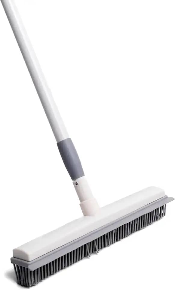 Simplo - Vassoura Emborrachada com Rodo Multiuso 2 em 1 Varre, Seca e Tira Pelos de Carpetes e Tapetes Limpa Pisos e Vidros